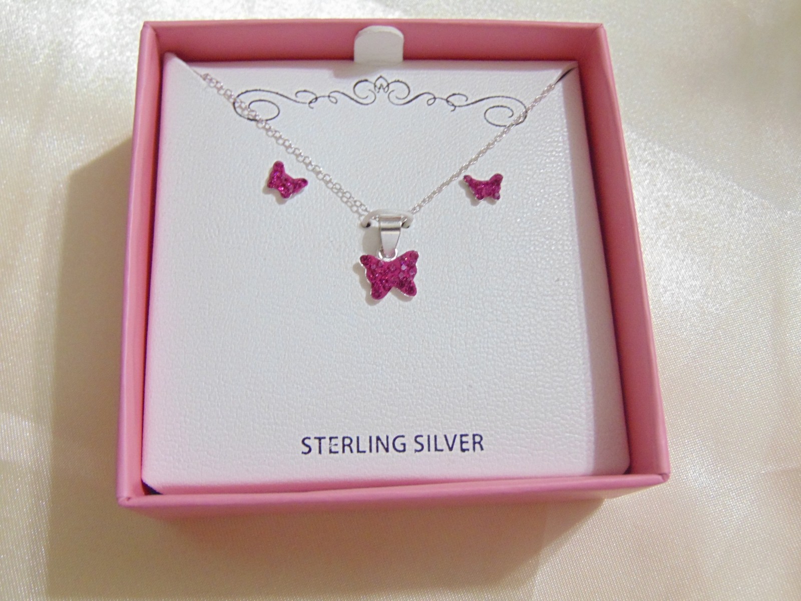 Lily Nily Genuine Sterling Silver Butterfly Pendant Necklace Set C509 $80