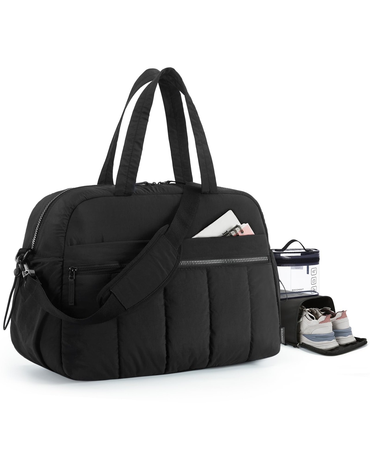 BAGSMART Gym Bag for Women, Duffle Travel with Wet Large, Black 