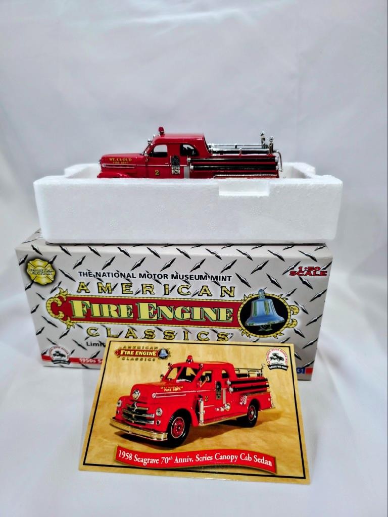 CORGI # US52513 ST CLOUD, MN FIRE 1958 SEAGRAVE 70th ANNIV. CAB SEDAN