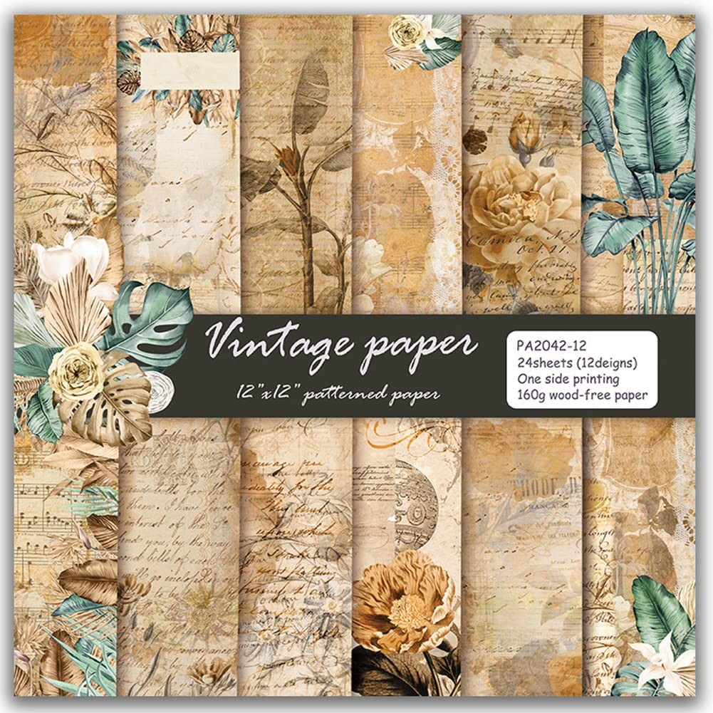 Scrapbook Paper 12x12 inch - Vintage Botanical Floral Double 