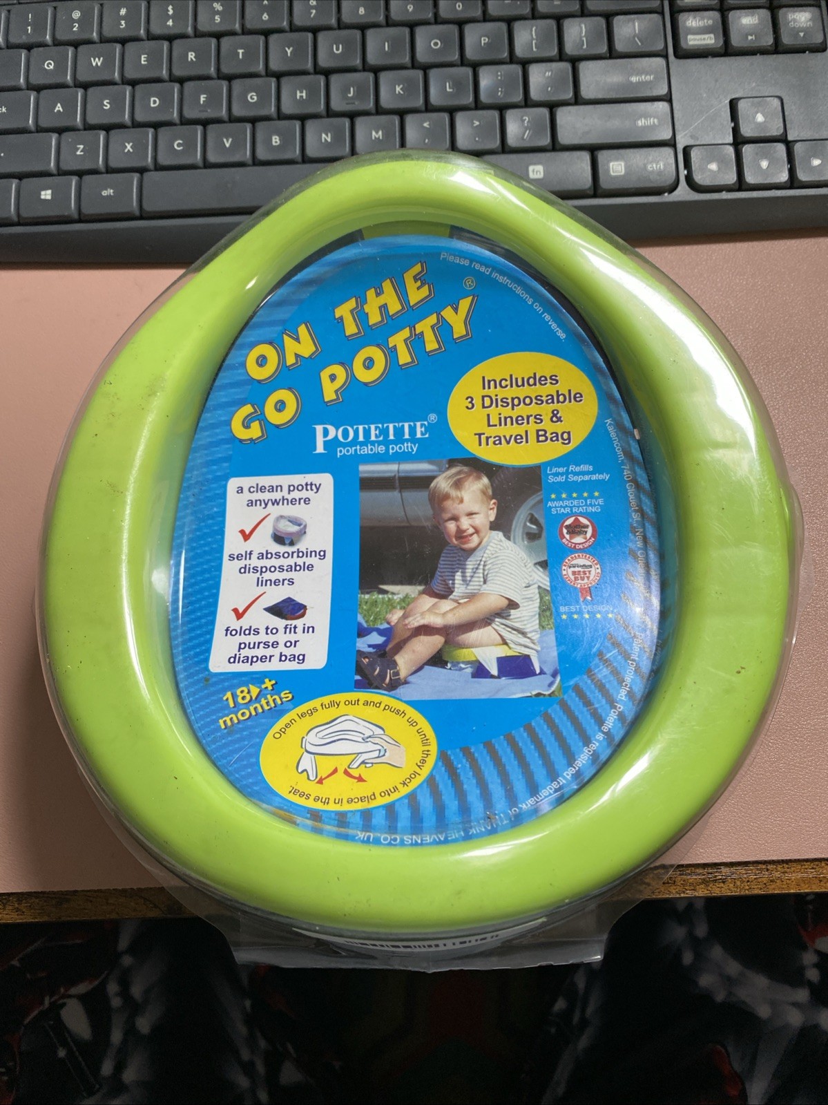 (T) On The Go Potty Potette Portable Potty 18+months 3 liners & travel bag New