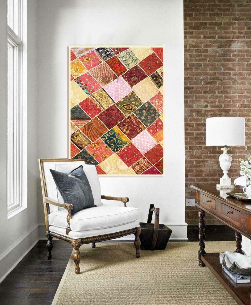 33% Off 60" Home Cotton Handmade Throw Tapestry Patchwork Decor Wall Hanging