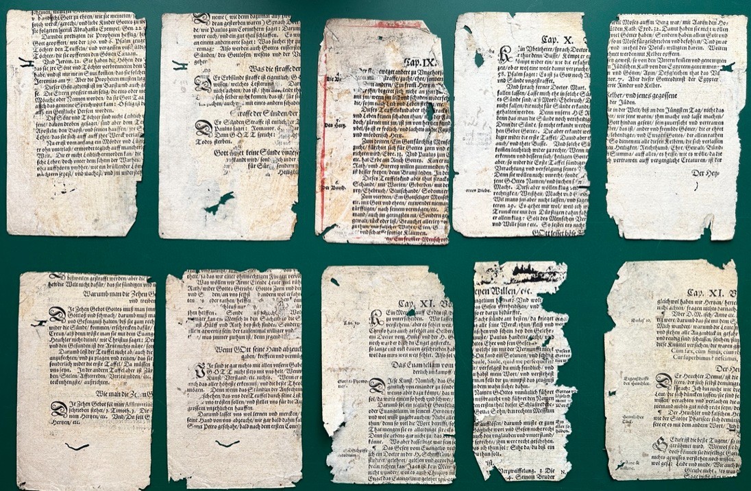 C17th German Fraktur Theology Fragments (10) Ten Commandments Sin “Der Heuchler"