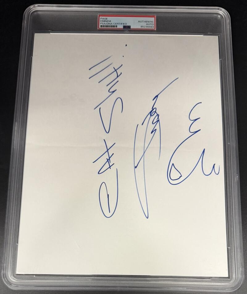 Eminem Slim Shady Signed Autograph PSA/DNA Encapsulated 8x10 Rare Sketch COA