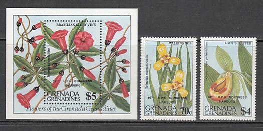 Grenada-Grenadines - Postal Yvert 531/2+H.81 ** Mnh Flowers