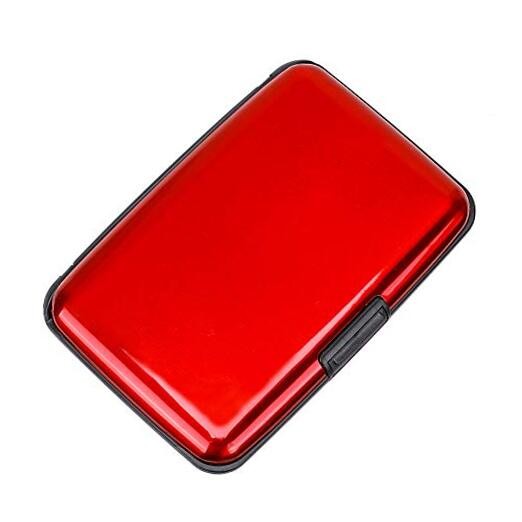  Mini RFID Aluminum Wallet Credit Cards Holder Business Card Case Metal ID Red