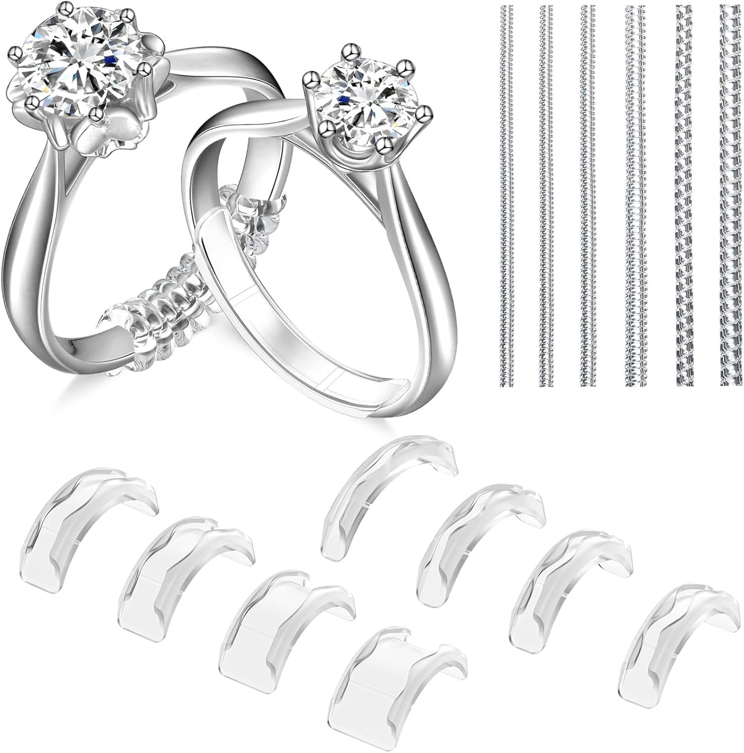 Ring Sizers for Loose Rings, 14 Pack Invisible Ring Size Adjuster Silicone, Ring