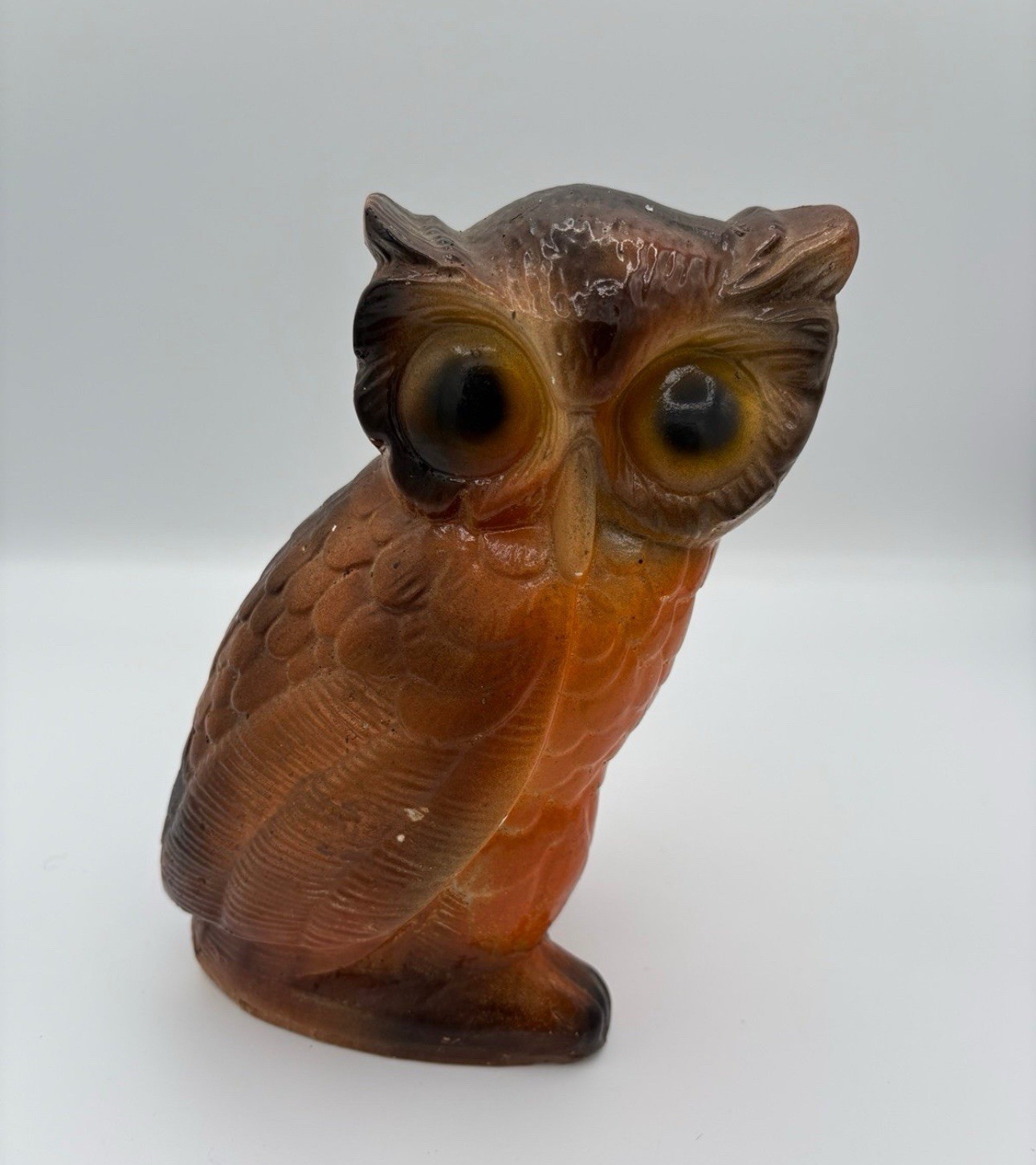 Vintage Wood Owl Statue/Bank