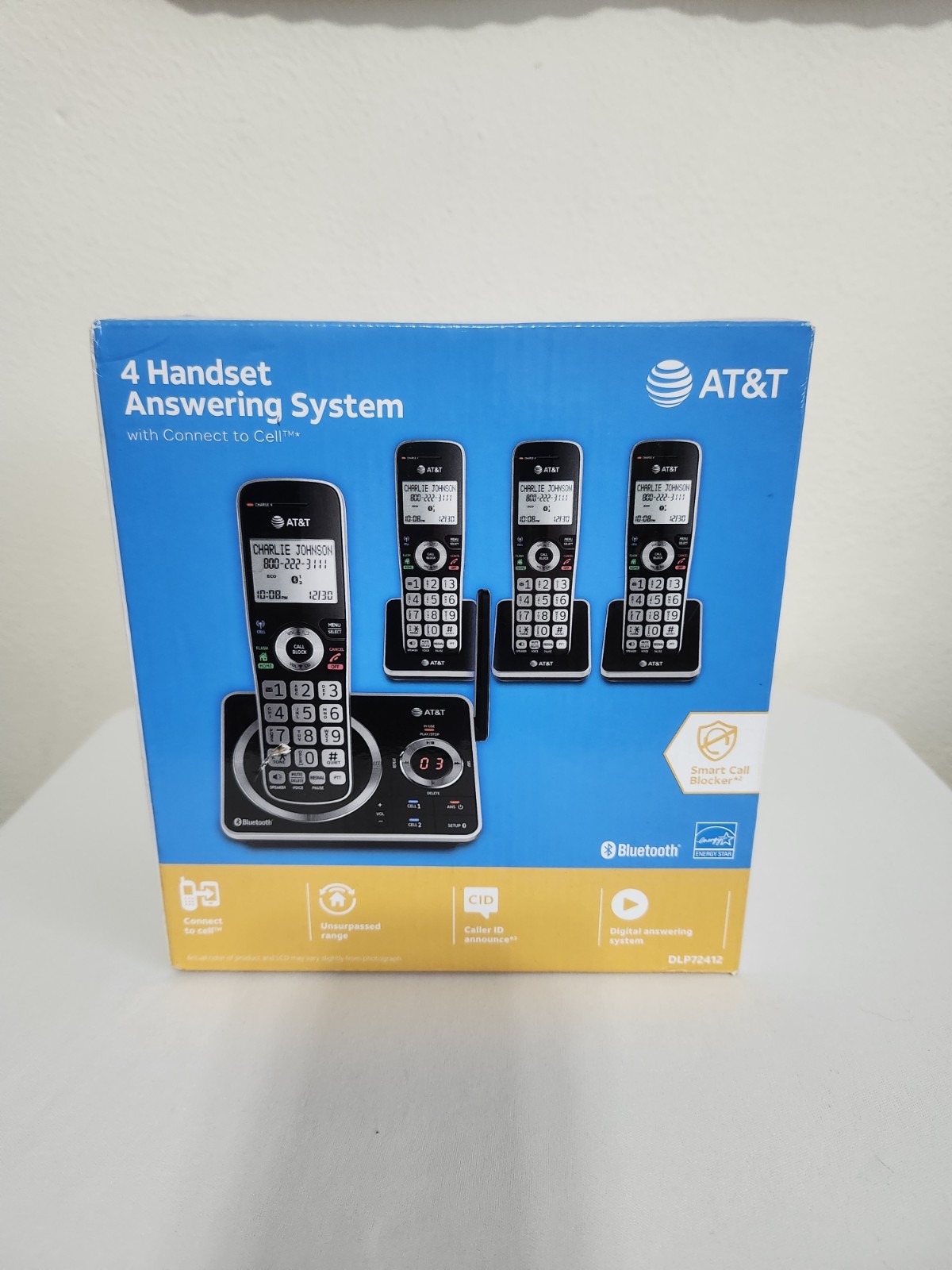 AT&T DLP72412 NEW Black Bluetooth Cordless Telephone 4 Handset Answering System 