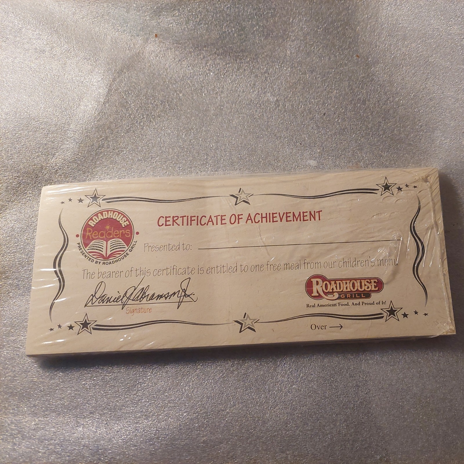 Roadhouse Readers Certificate of Achievement Award Sealed Package NFR Certificat