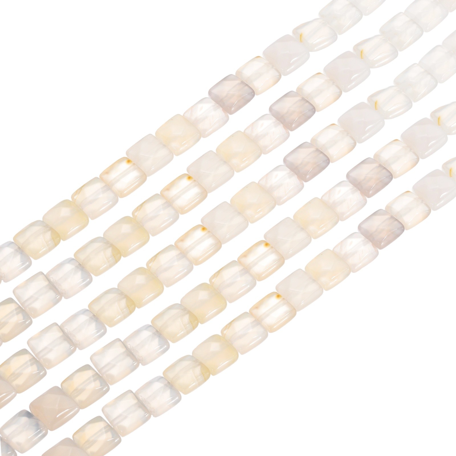 50 Pack Natural Stone Beads, 8mm White Agate Stones, Clear
