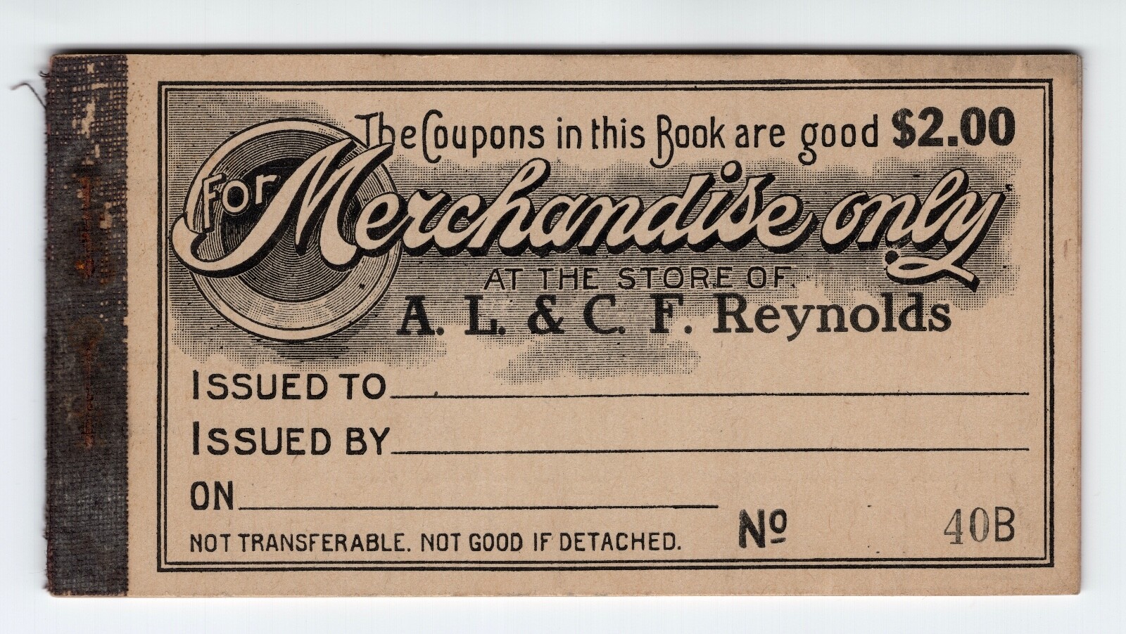 1910 $2 A.L. & C.F Reynolds Coupon Book Mayfield, GA. - Complete & Unused