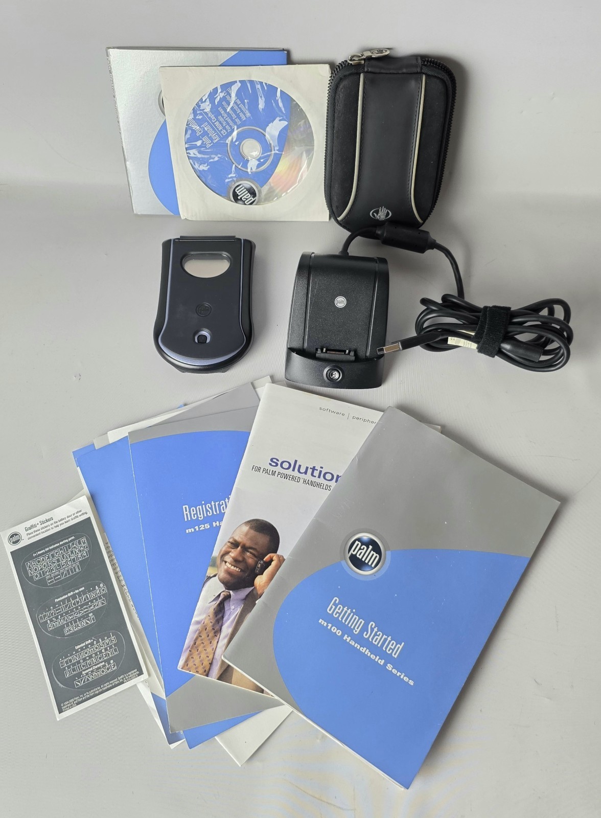 VTG Palm OS m125 Handheld Pocket PDA Organizer 8mb LCD W/Stylus Dock Station #BA