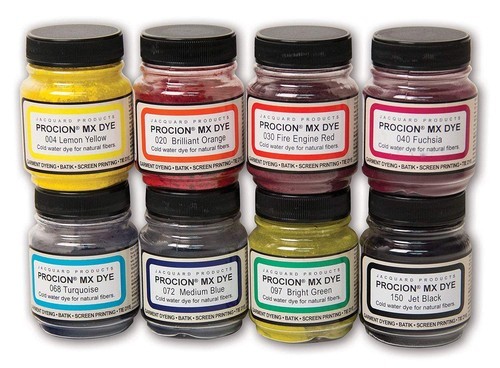 Jacquard Procion MX Dye Set, 8 Colors Cold Water Fiber Reactive Dye, 2/3 oz