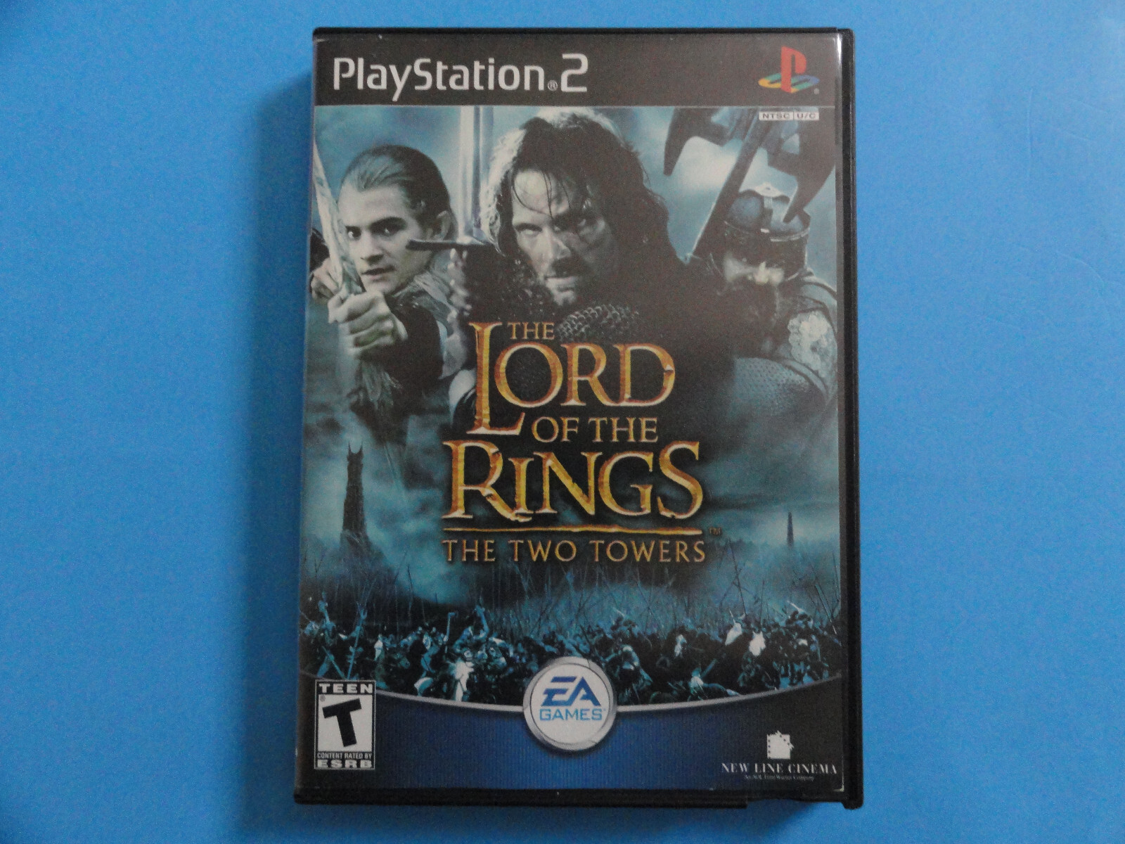 PS2 LORD OF THE RINGS TWO TOWERS ORIGINAL COVER ART & BLOCKBUSTER VIDEO DVD CASE