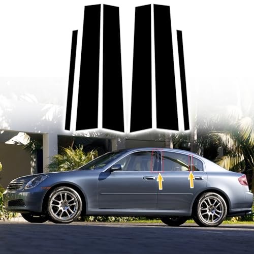 Car Door Pillar Posts Trim,Window Outer Glossy Black-For Infiniti G35 G37 02-13