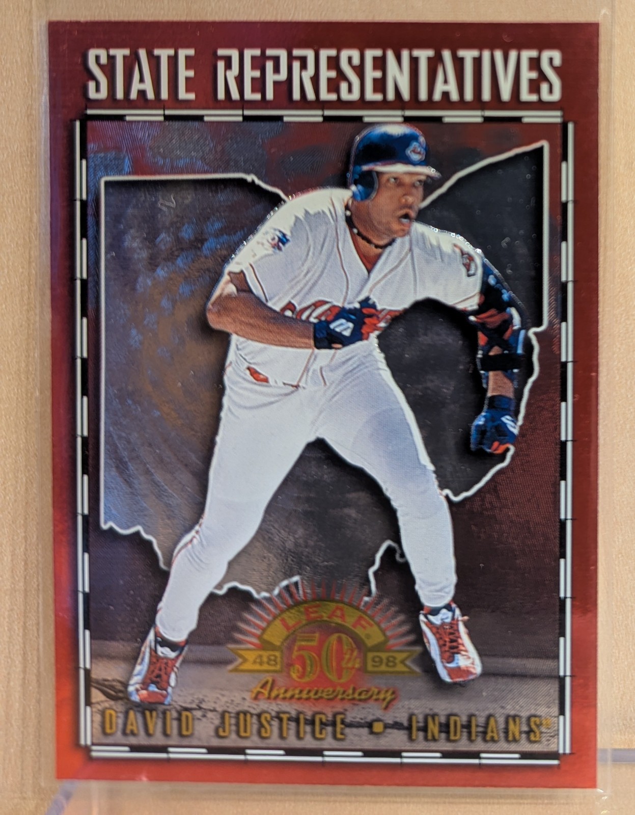 1998 Leaf STATE REPRESENATIVES #23 David Justice Indians RARE OHIO INSERT