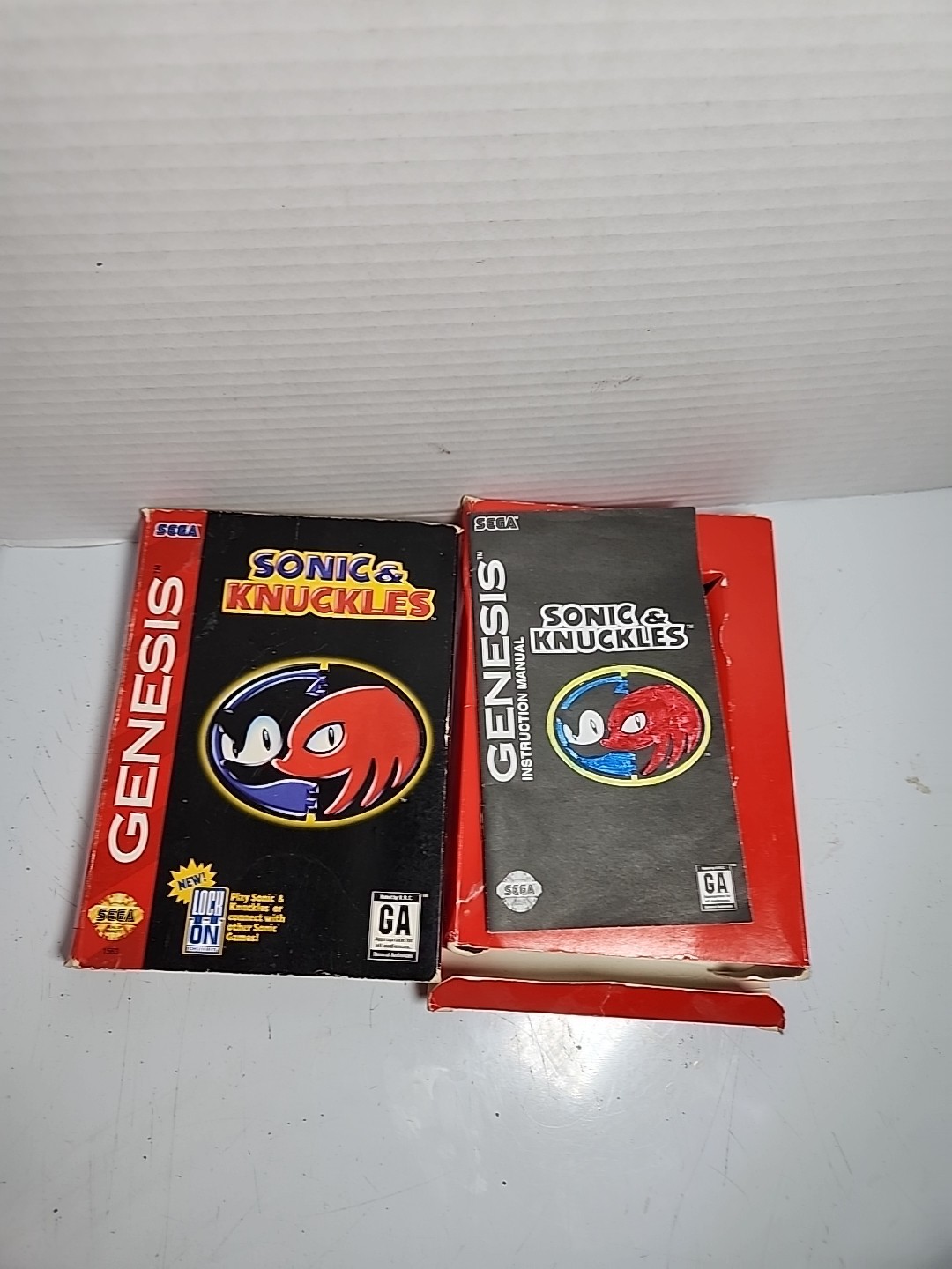 Sonic & Knuckles Sega Genesis Cardboard Box And Slip Cover And Manual Only 