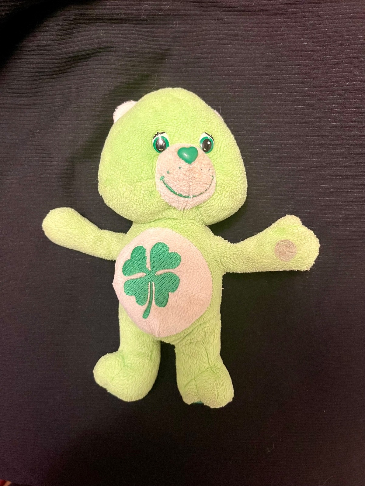 Care Bears 2002 Good Luck Bear 8" Plush Green w/ Shamrock Clover Vintage
