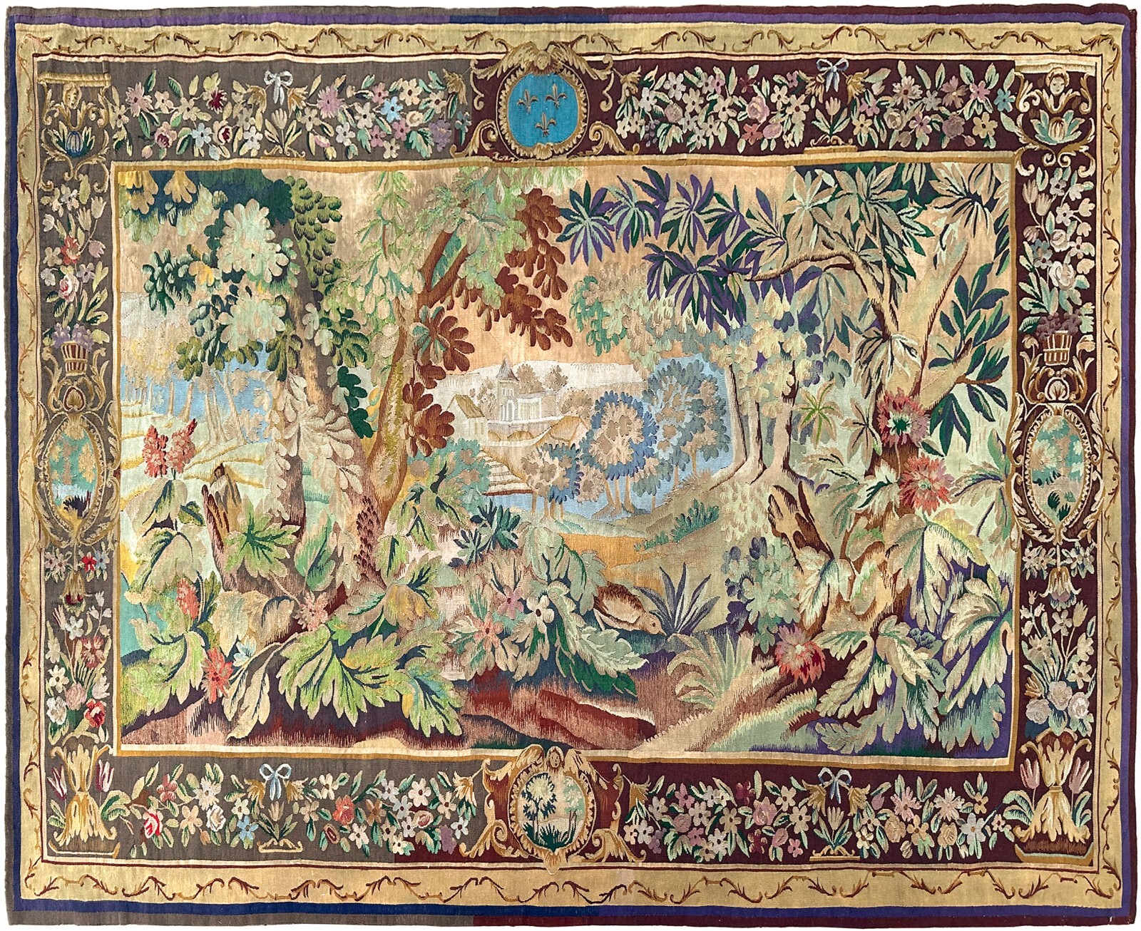 7x9 Antique Art Nouveau Tapestry Handmade Decorative Wall Hanging