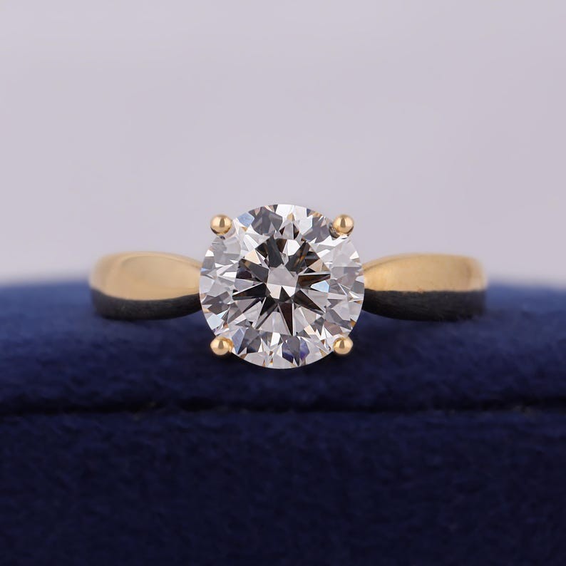 3.00CT Round Lab Grown/CVD Diamond Engagement Wedding Gift Ring 14k Yellow  Gold