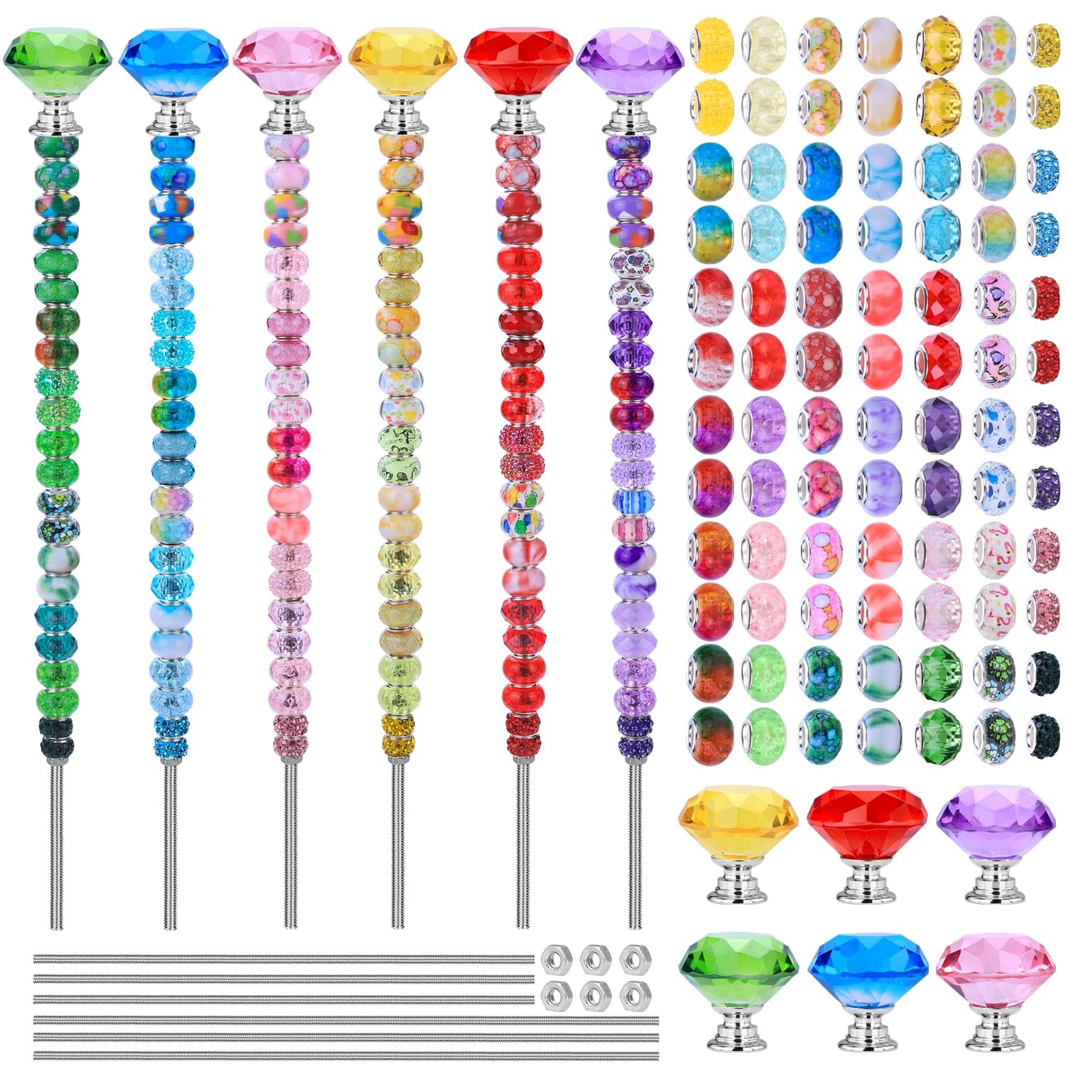 Crystal Suncatcher Making Kit, European Large Hole Beads, Glass Balls for Gar...