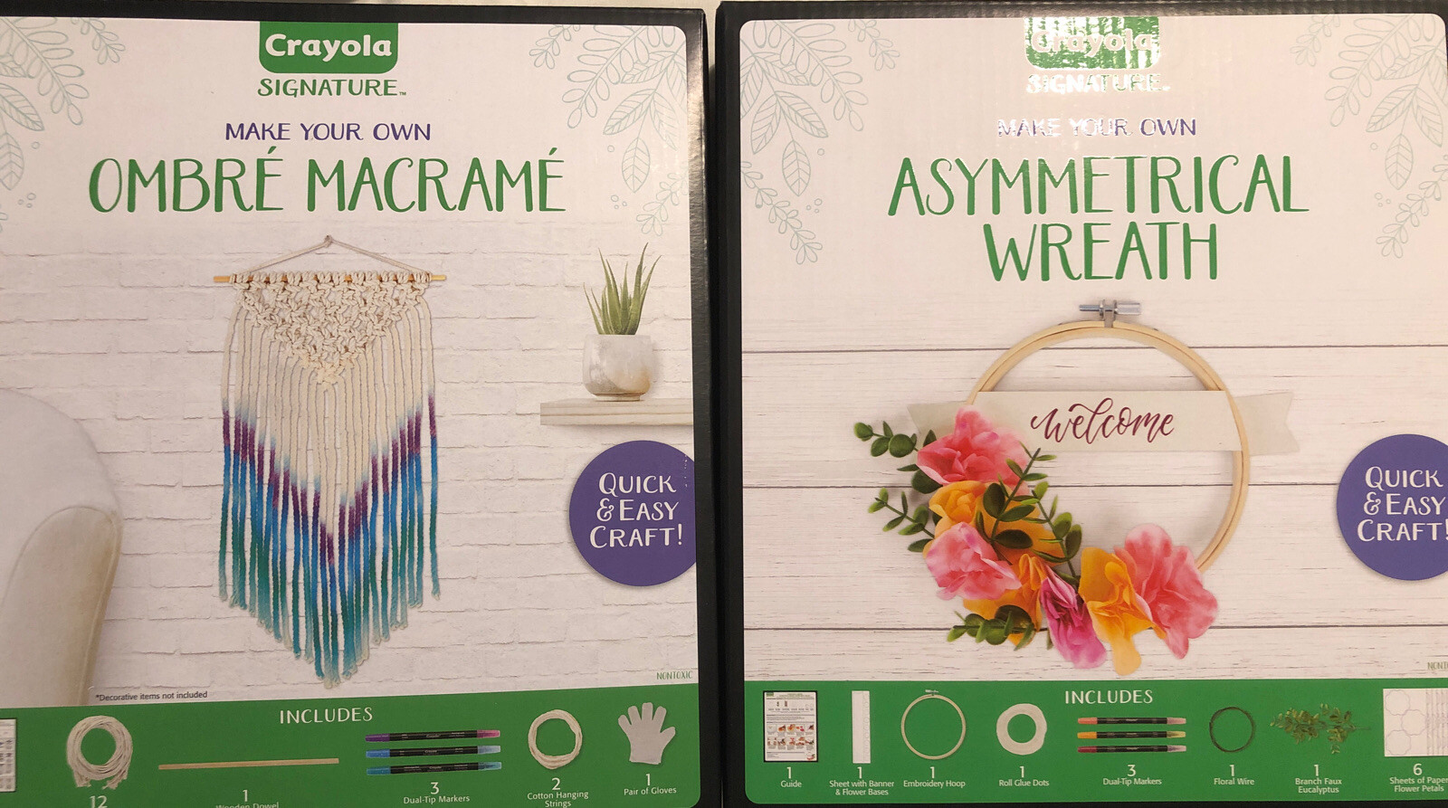 Crayola Signature Make Your Own Ombre Macrame Kit & Wreath Quick Easy Craft Kit