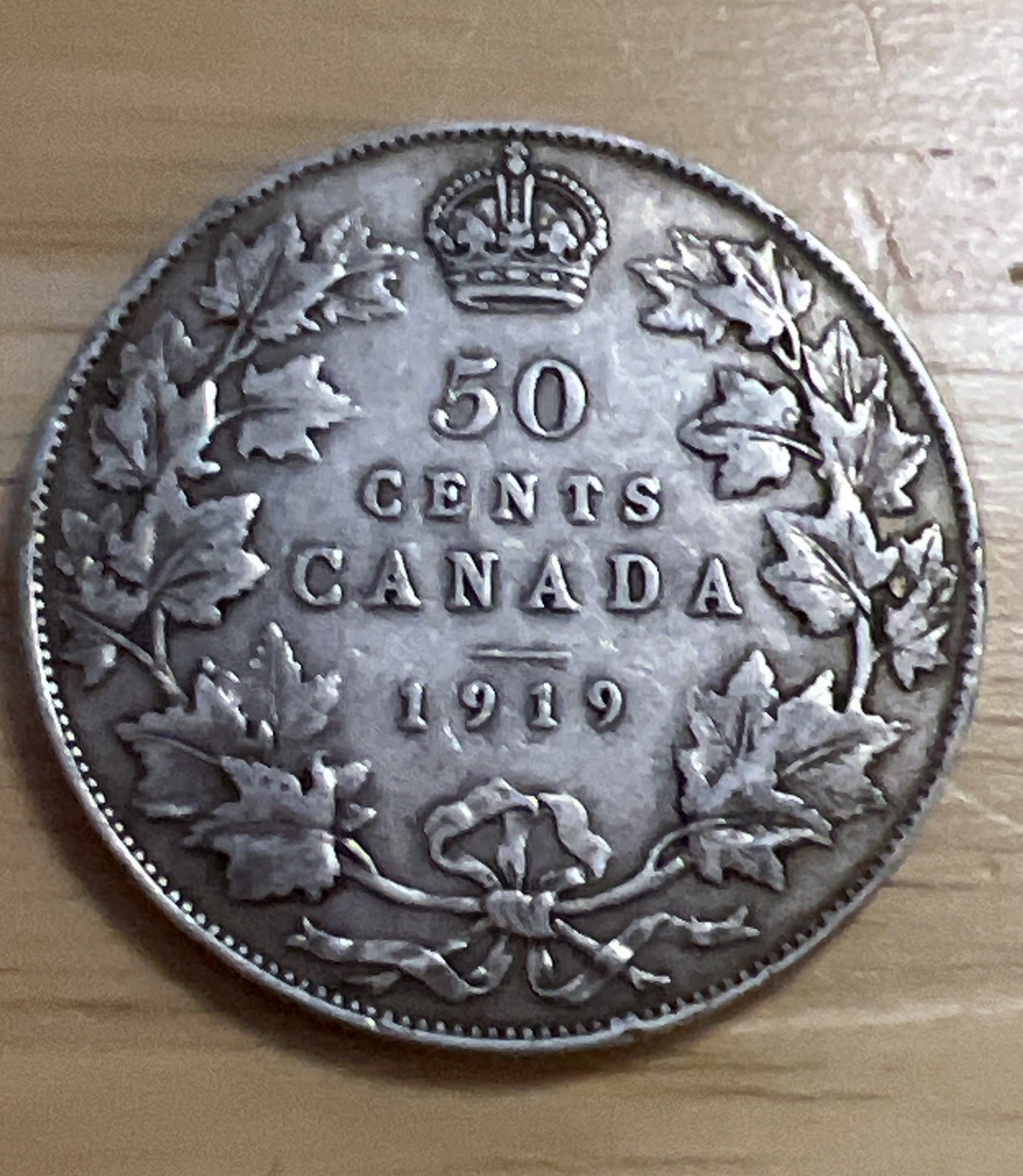 1919 Canada 50 Cent Silver Coin