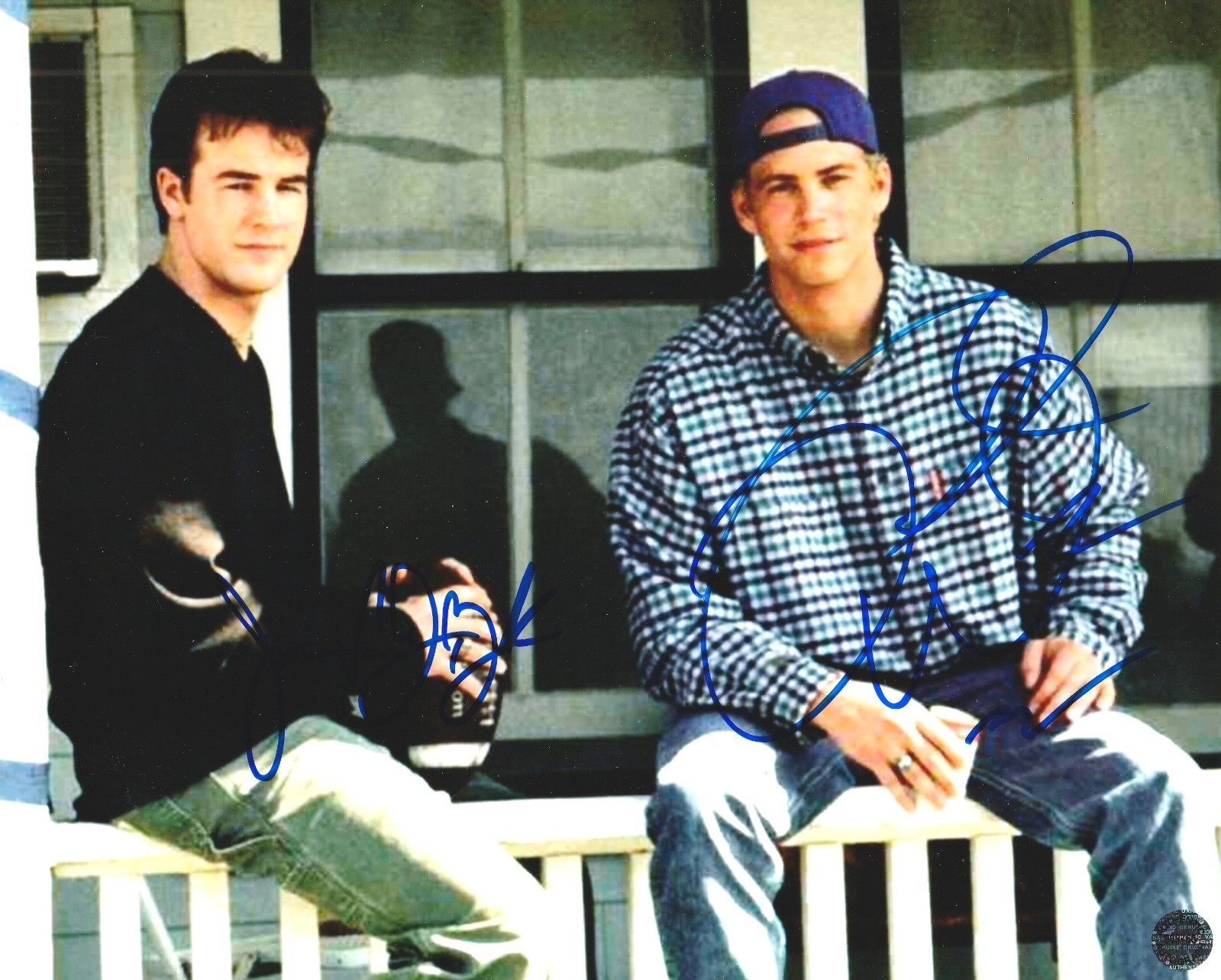 Paul Walker & James Van Der Beek Autographed Varsity Blues 8x10 Photo with COA