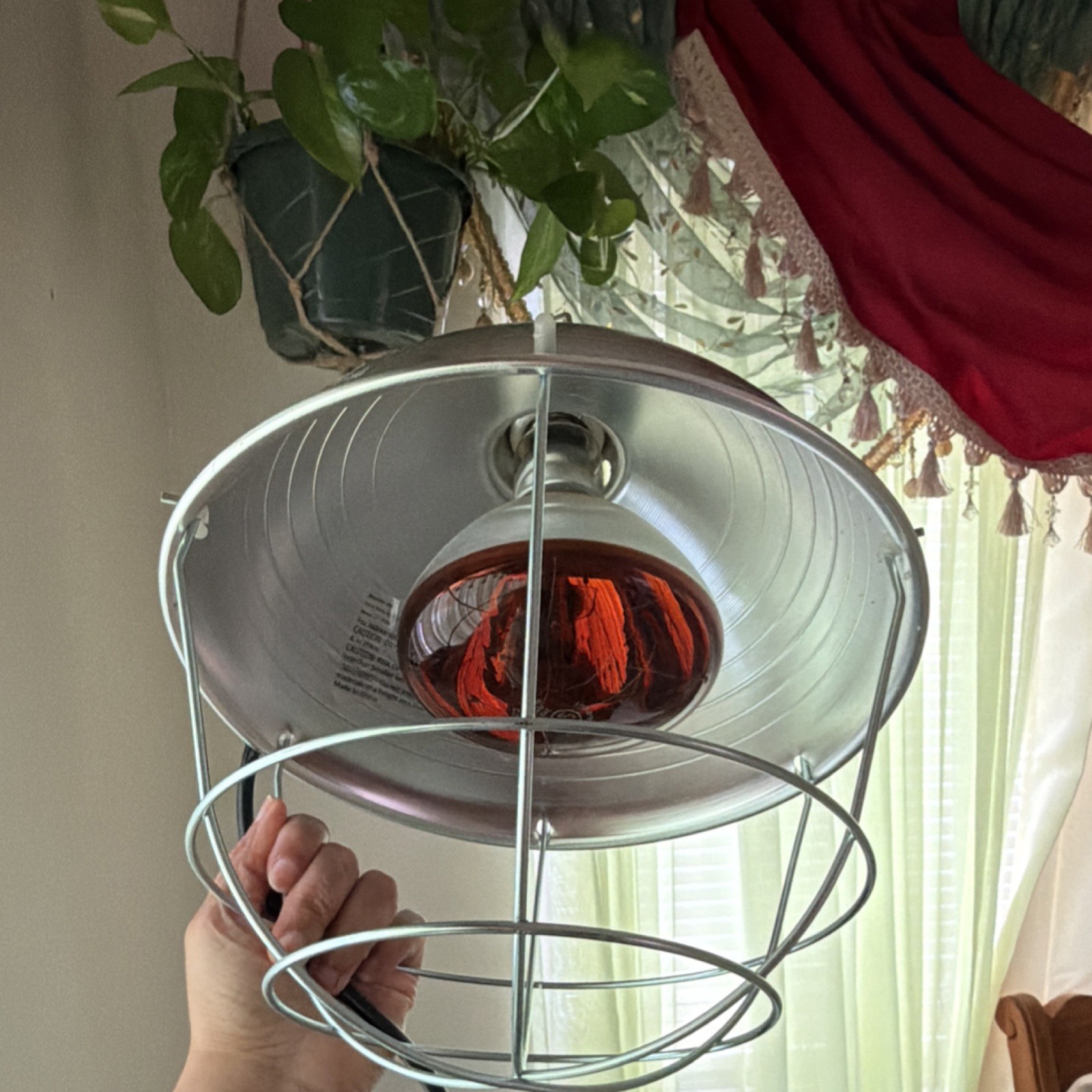 Heat Lamp with Protective Cage Plug-in On/Off Switch for Poultry Brooder