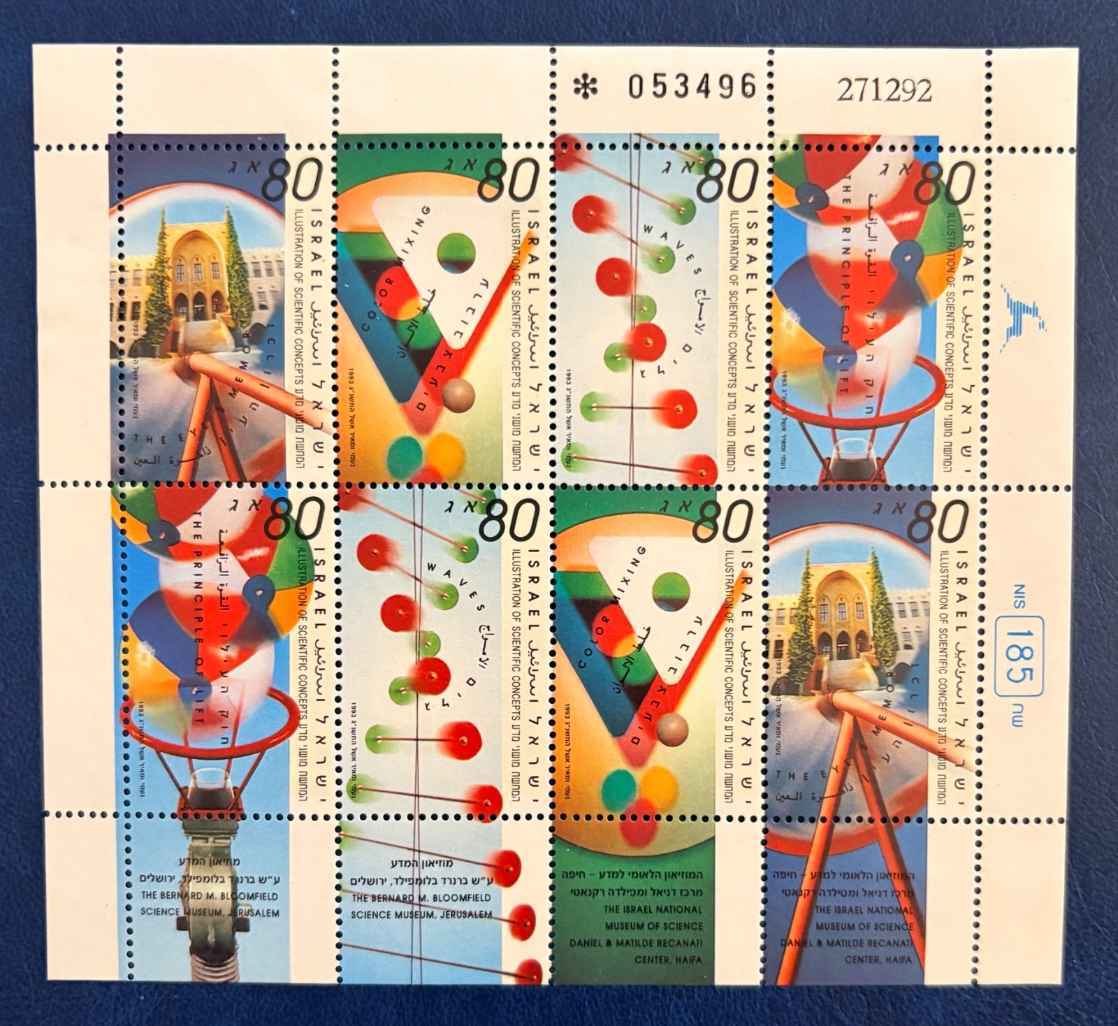 Israel 1162a / 1993 Scientific Concepts Sheetlet Stamps w/ Tabs / MNH