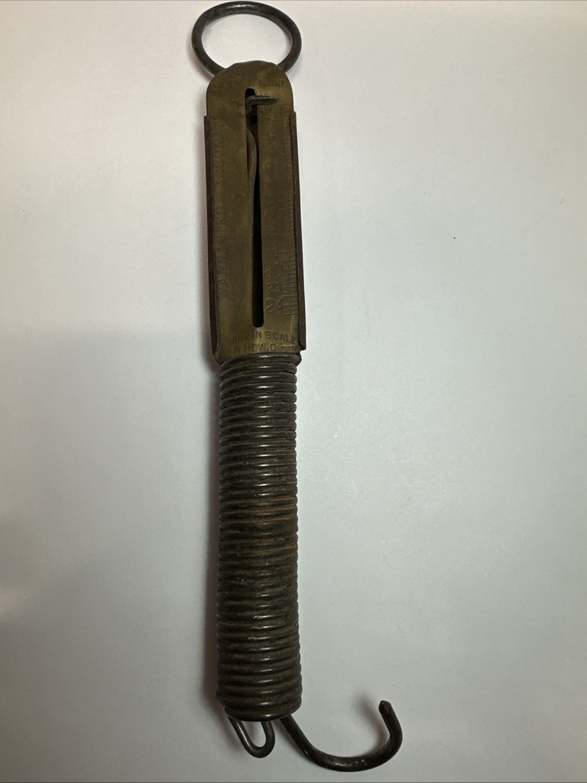 Vintage GILFILLAN’S Chicago Spring Balance Co. Brass Hanging Scale PAT. 1890