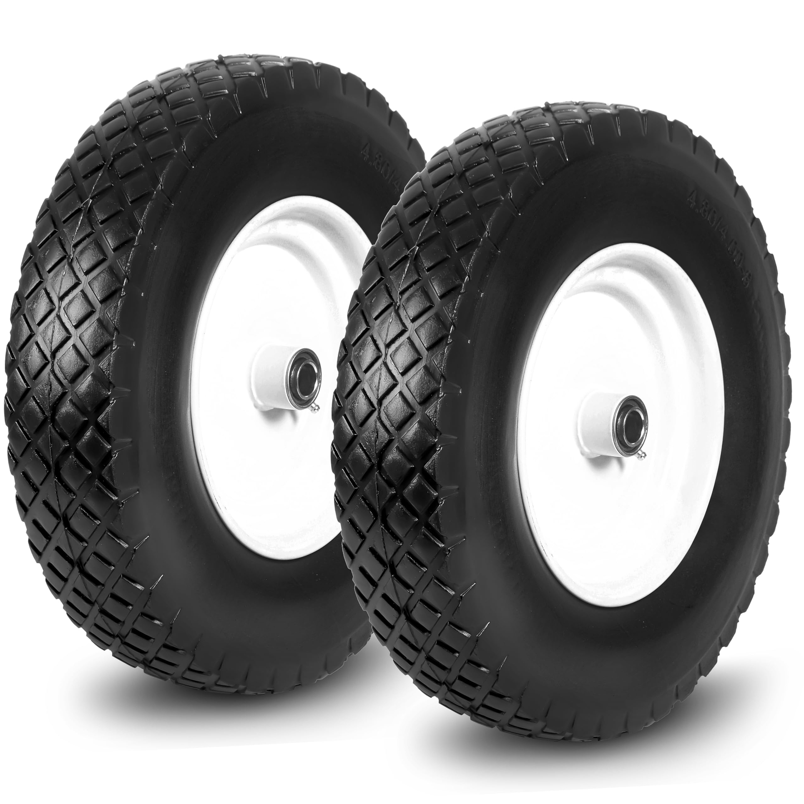 2 PCS 16 Inch Replacement Tires and Wheels 4.80/4.00-8 with 3/4'' Axle Bore Hole