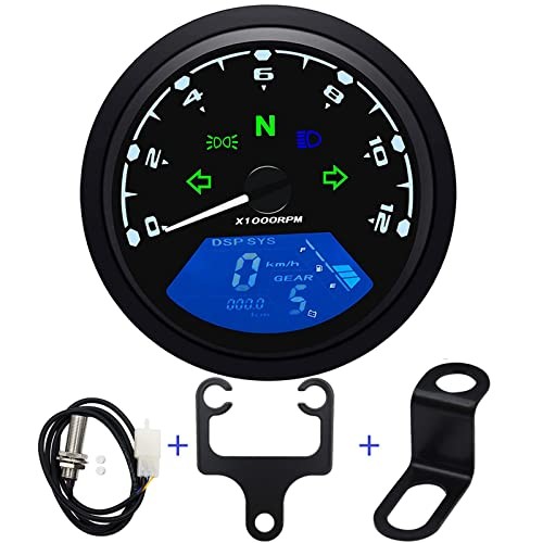  Digital Motorcycle Speedometer Gauge Odometer with Sensor Cable & Bracket