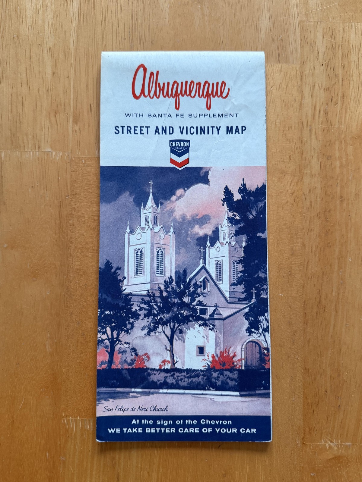 Vintage Chevron Albuquerque NM Street Vicinity Map Santa Fe Supplement Folded