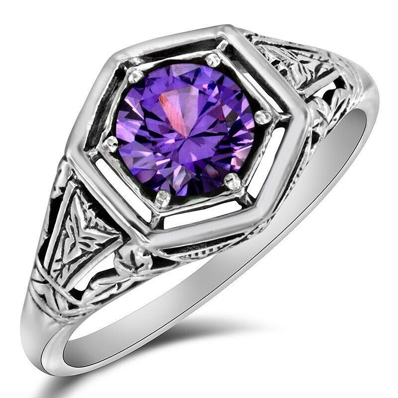 1CT Natural Alexandrite 925 Solid Sterling Silver Ring Jewelry Sz 6 