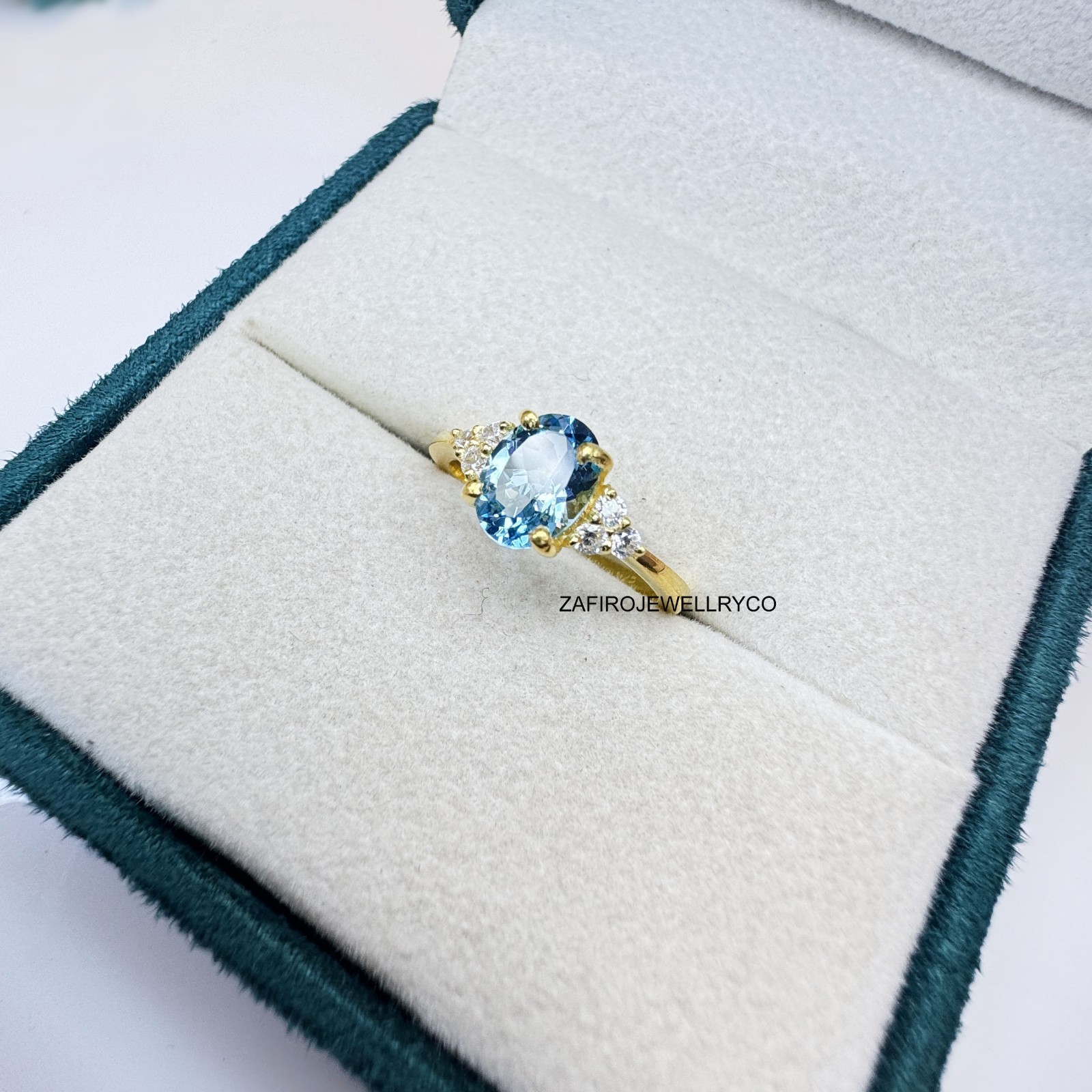 Natural Swiss Blue Topaz, Engagement Ring, Blue Topaz Ring, December Birthstone