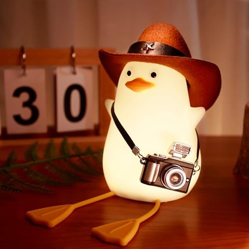 Duck Night Light for Kids, Cute Benson Ducks Gifts, Squishy Touch Cowboy Duck