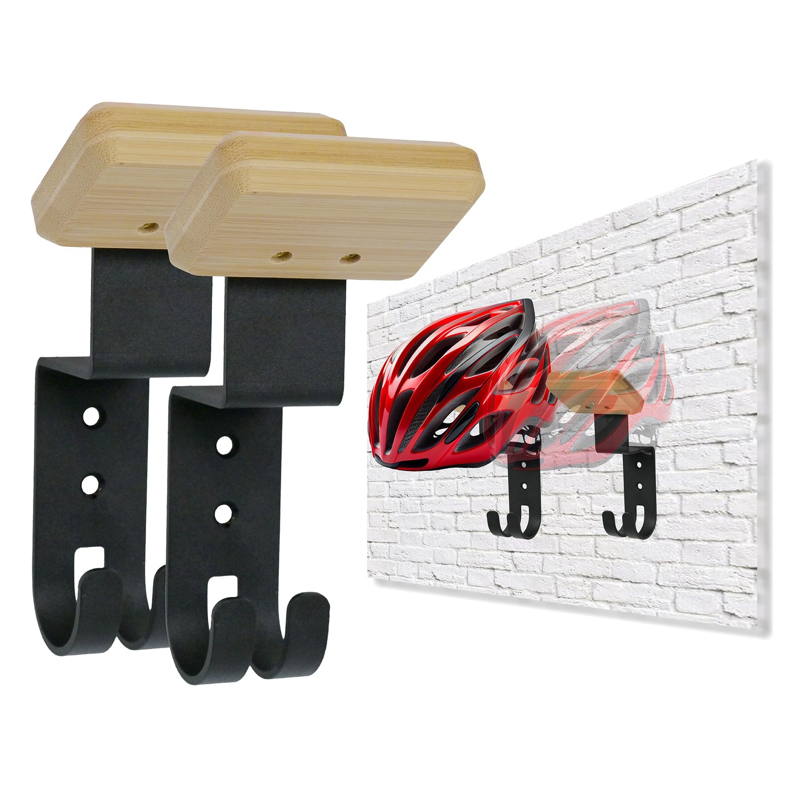 Nuvograin 2-Pack Helmet Holder Wall Mount, Hanger,Motorcycle set of 2 