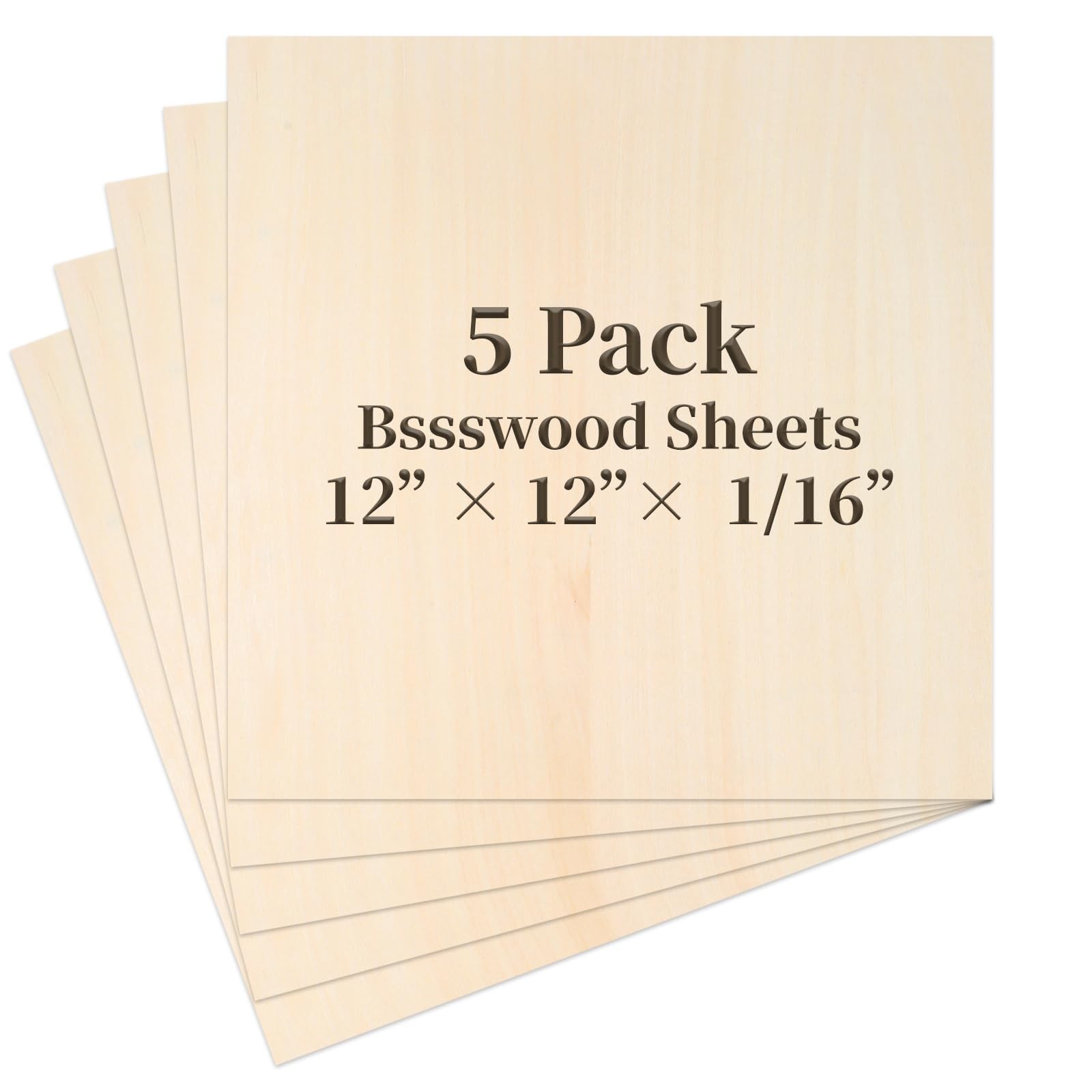 Balsa Wood Sheet, 5 Pack Plywood Sheets, 5 -12X12X1/16 Inch, wood 