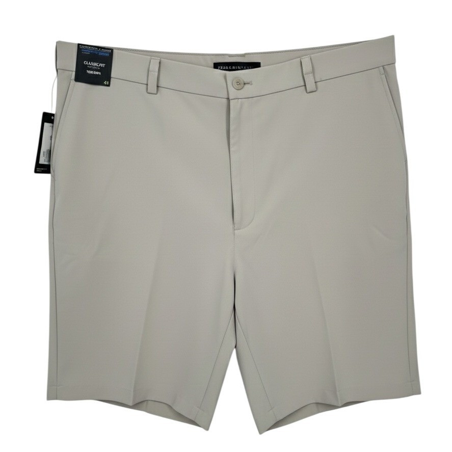 NEW Roundtree & Yorke Performance Classic Flat Big Man Shorts Beige Size 46