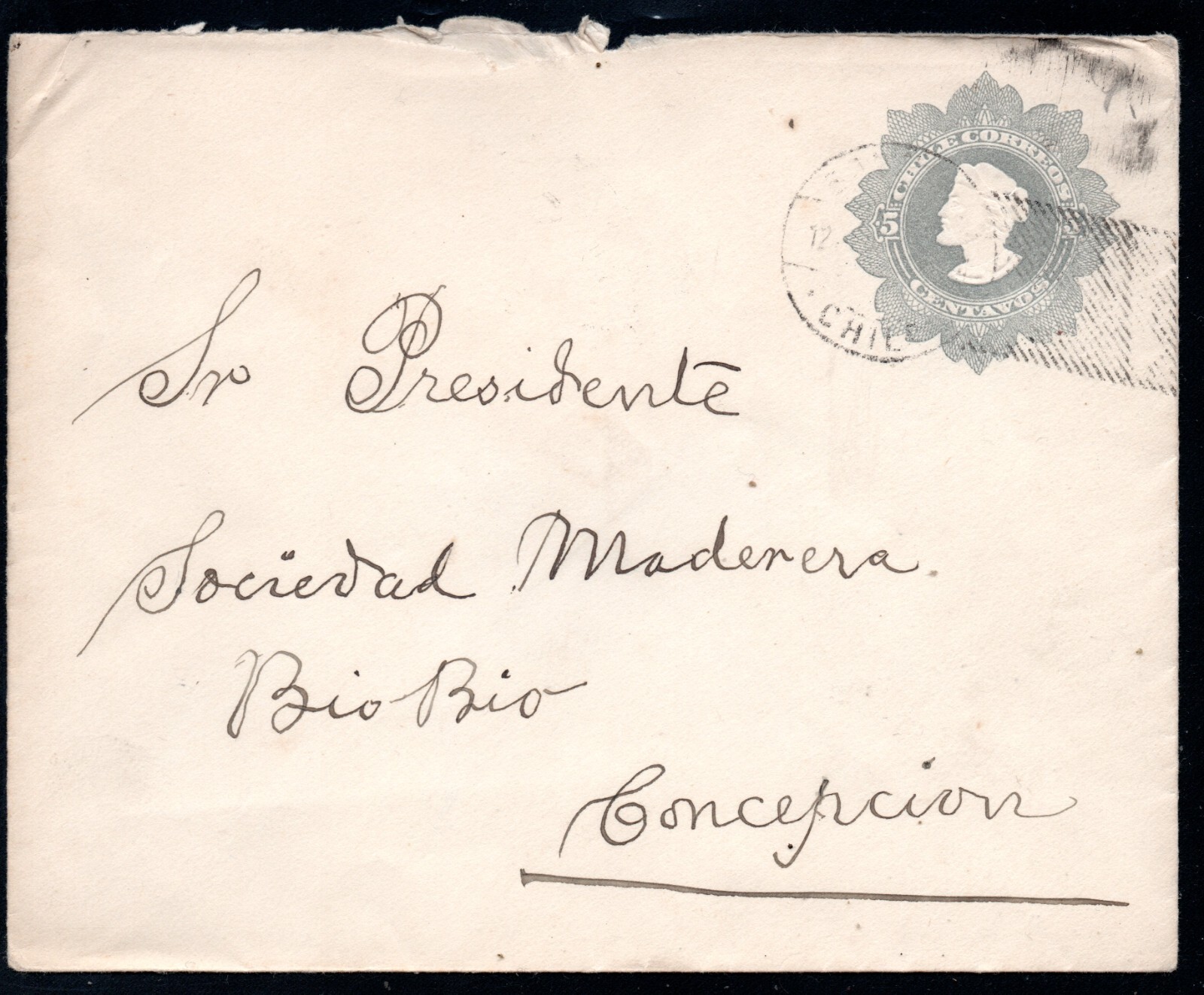 CHILE, SOBRE COLON IMPRESO, DESDE SANTIAGO A BIO BIO, CONCEPCION