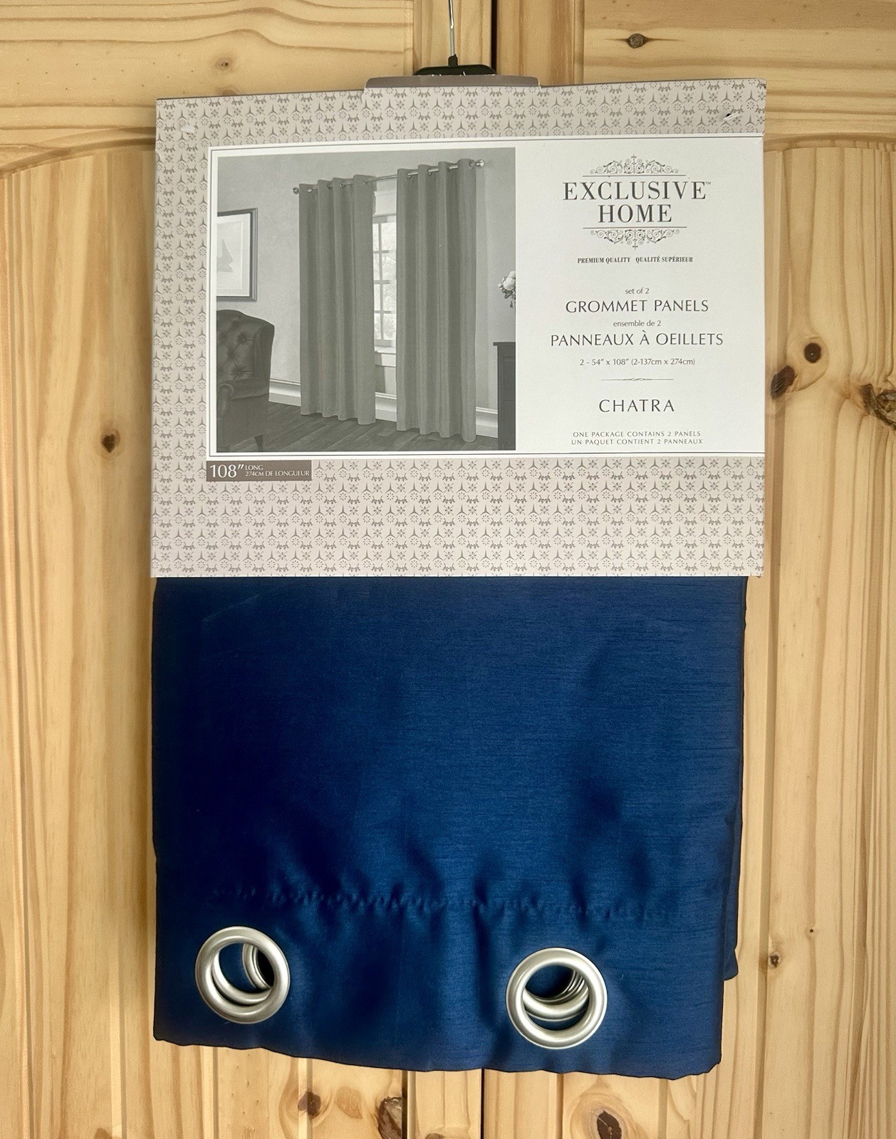 Exclusive Home Chatra Indigo Grommet Curtain Panels Set of 2 54 in x 108 in NEW