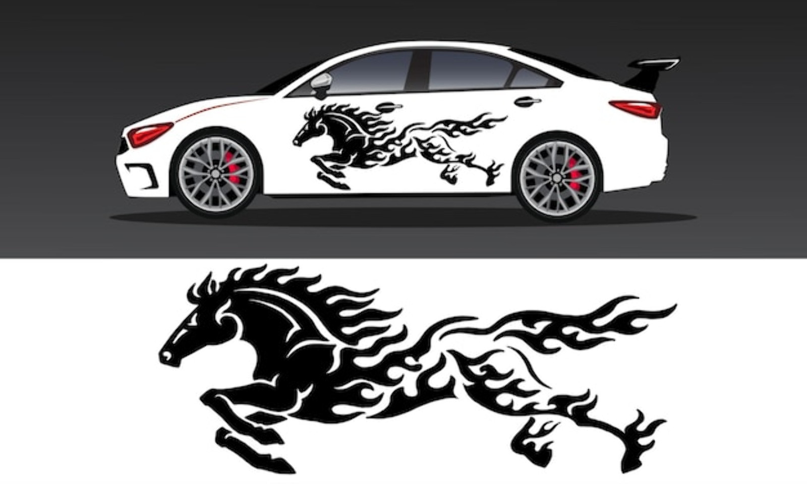 Car decal of black horse fire Die Cut Vinyl Decal