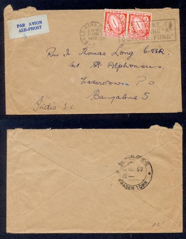 IRELAND #137 8d PAIR AIR TO INDIA