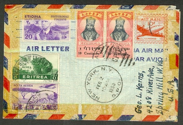 US/ITALY 1950 FFC w/VARIOUS COUNTRY COMBO's AIR LETTER