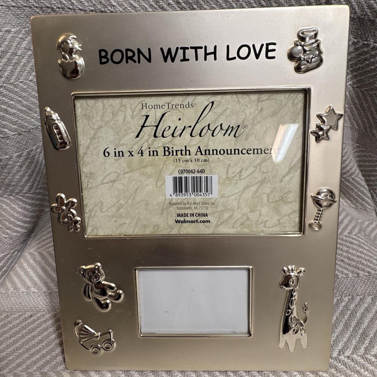 Home Trends Heirloom Silver Baby Birth Announcement Photo Frame 4x6