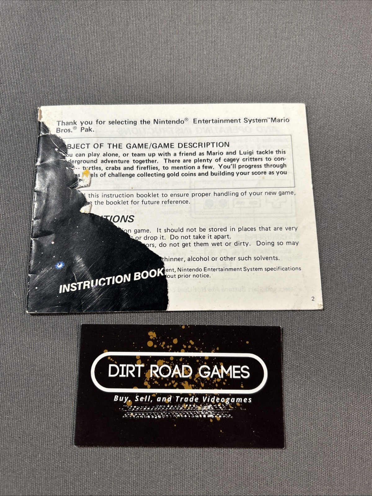 Nintendo NES Manual Only Mario Bros.  Damaged  Cover