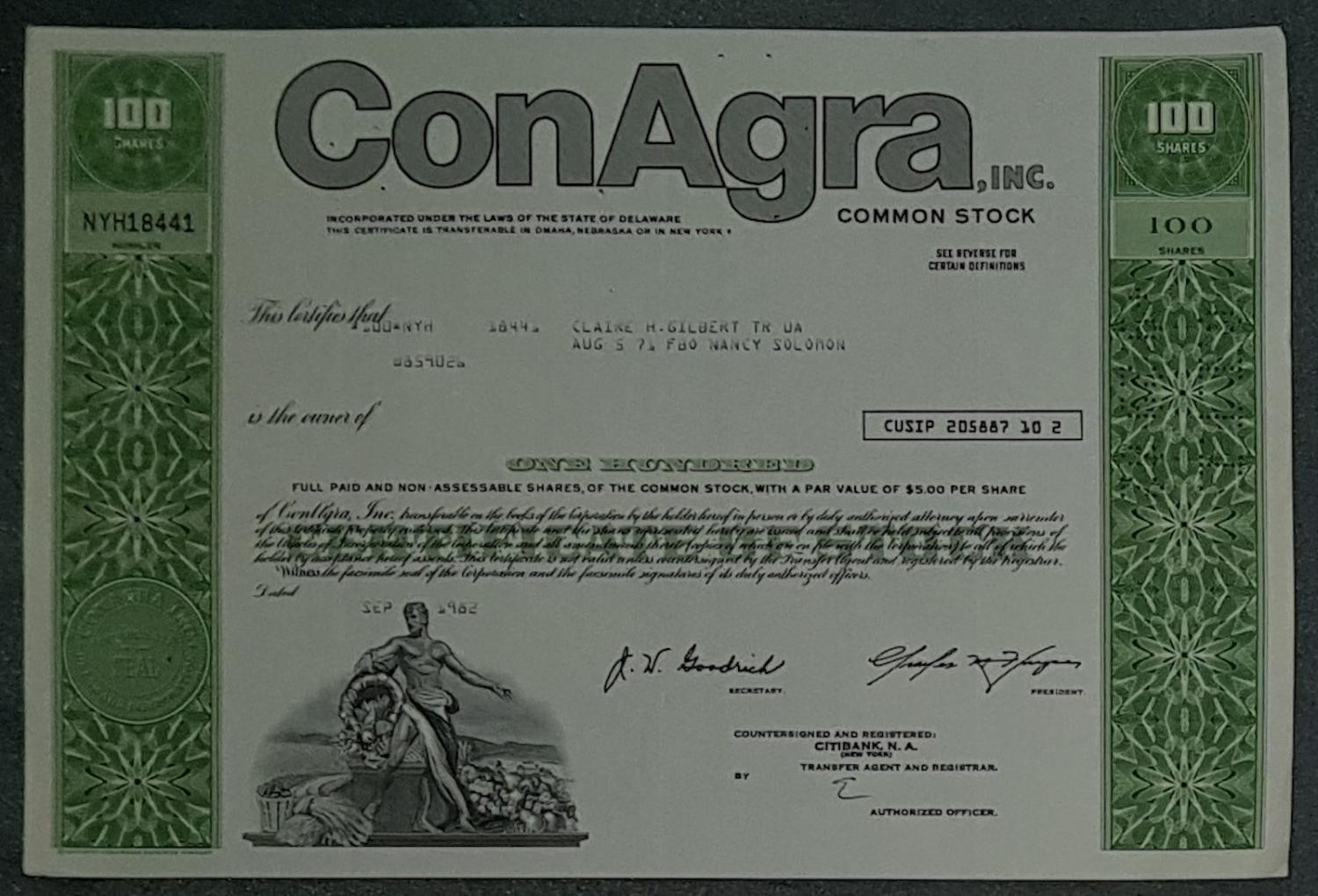 ConAgra, Inc. 1982 100 Shares