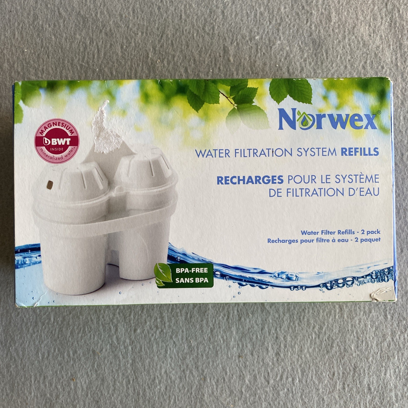 Norwex Water Filtration System Refills 2 Pack BPA-Free Magnesium Mineralized H2O